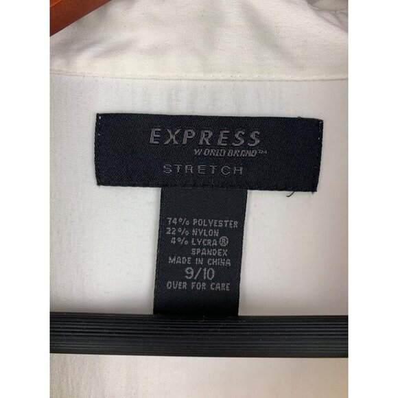 Vintage Express Womens White Stretch Blouse Size 9/10 - Picture 5 of 5